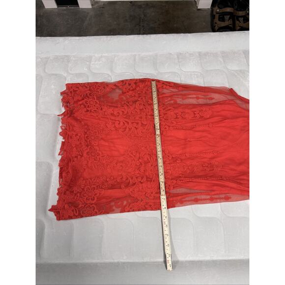 Free People Red Lace Sheer Slip Dress XS – Boho Party / Date Night Look - Picture 10 of 12